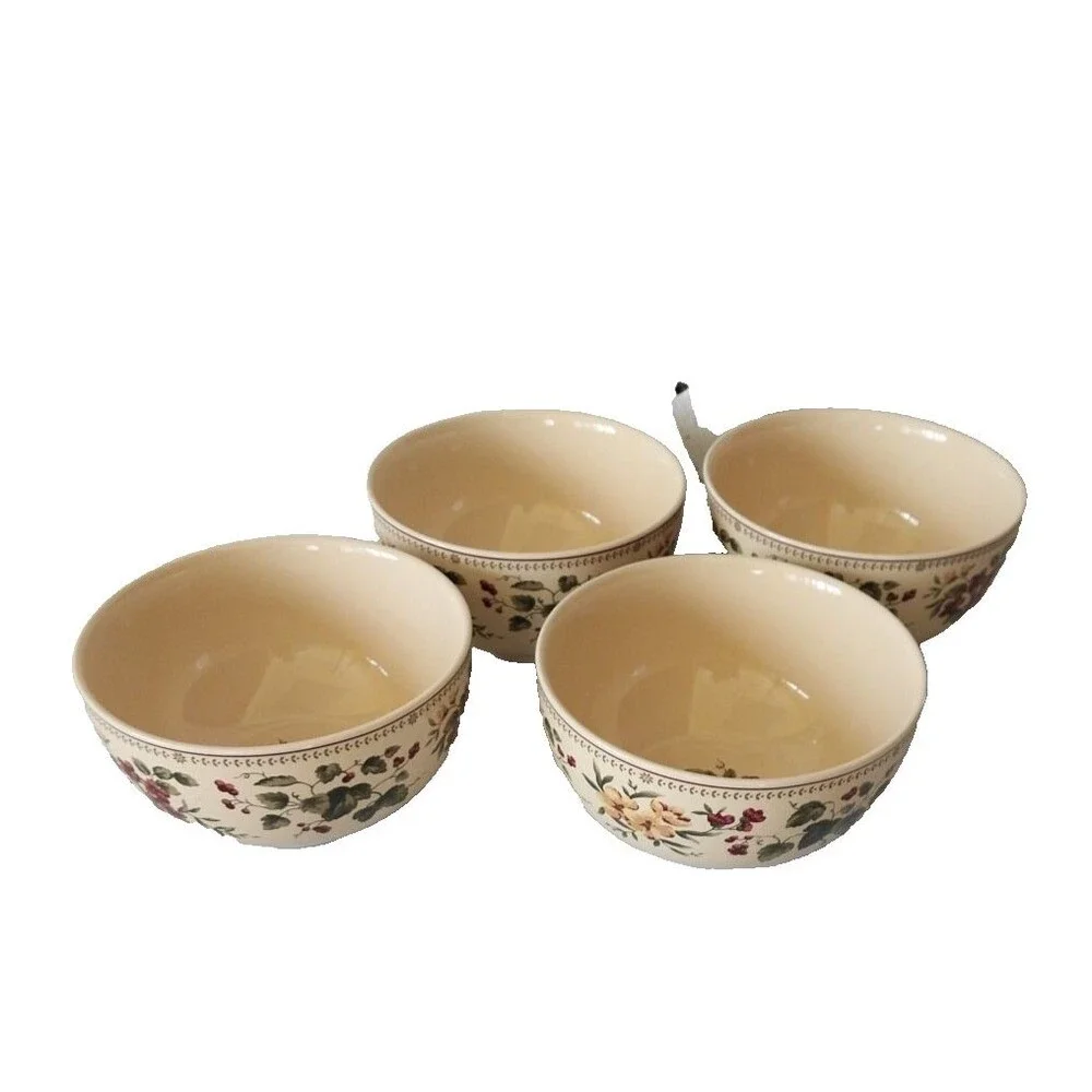 WAVERLY Garden Room 4 PC Soup Cereal Fruit Bowls Made in Poland 6